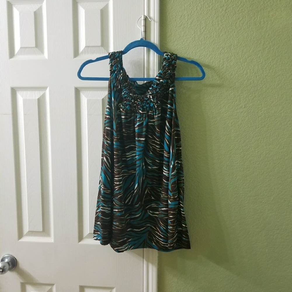 Brown and Teal Blouse / Tank